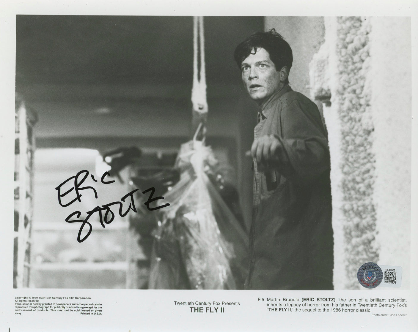 Eric Stoltz The Fly II Authentic Signed 8x10 Black & White Photo BAS #BL44603