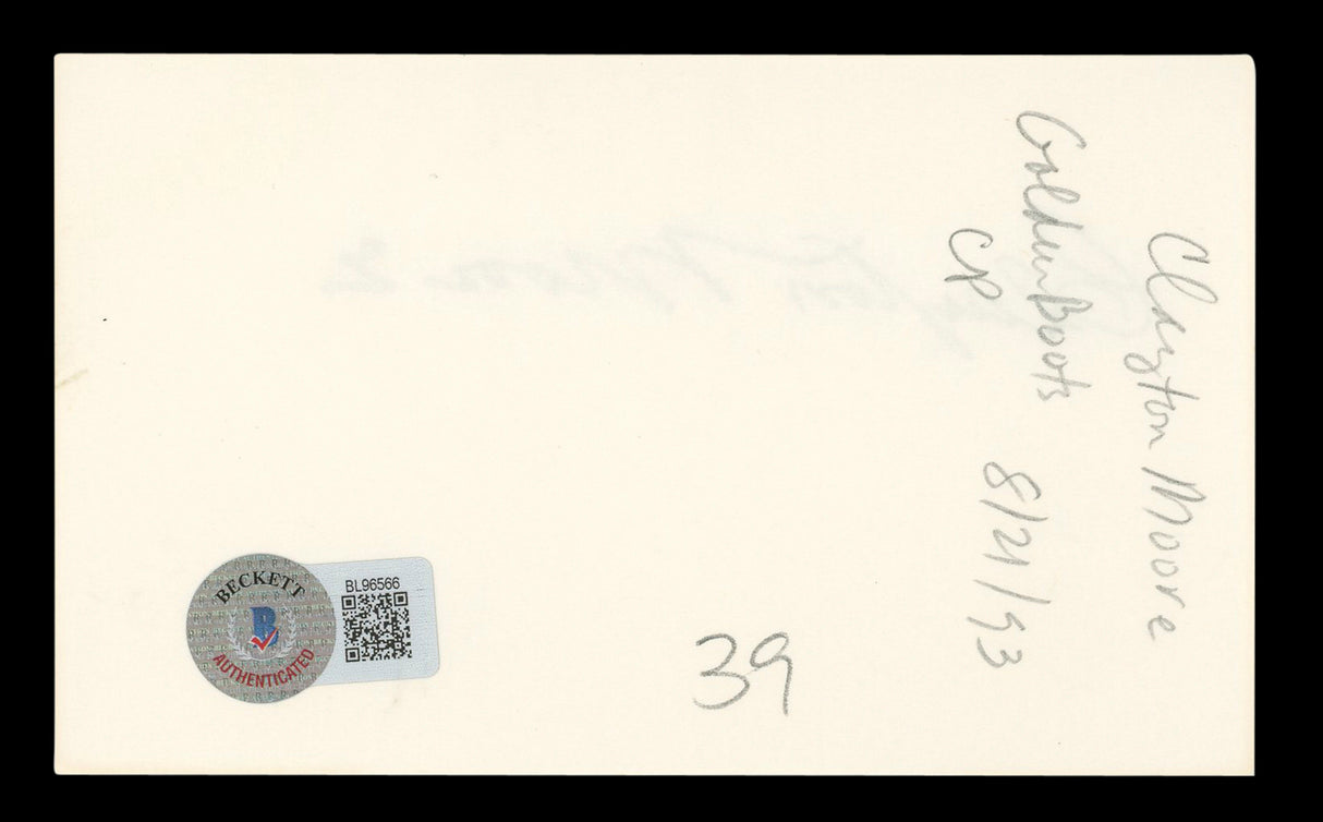 Clayton Moore The Lone Ranger Authentic Signed 3x5 Index Card BAS #BL96566