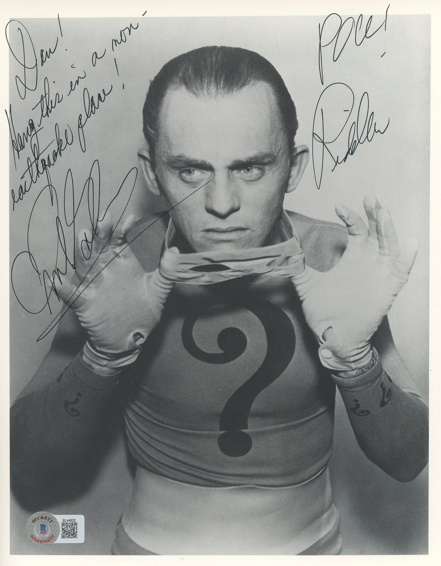 Frank Gorshin Batman w/ Inscription Authentic Signed 8x10 Photo BAS #BL44602