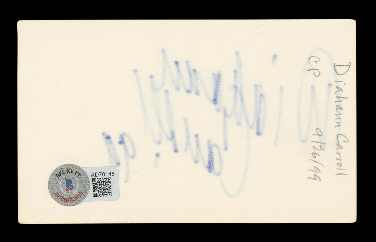 Diahann Carroll Julia 99 Authentic Signed 3x5 Index Card BAS #AD70148