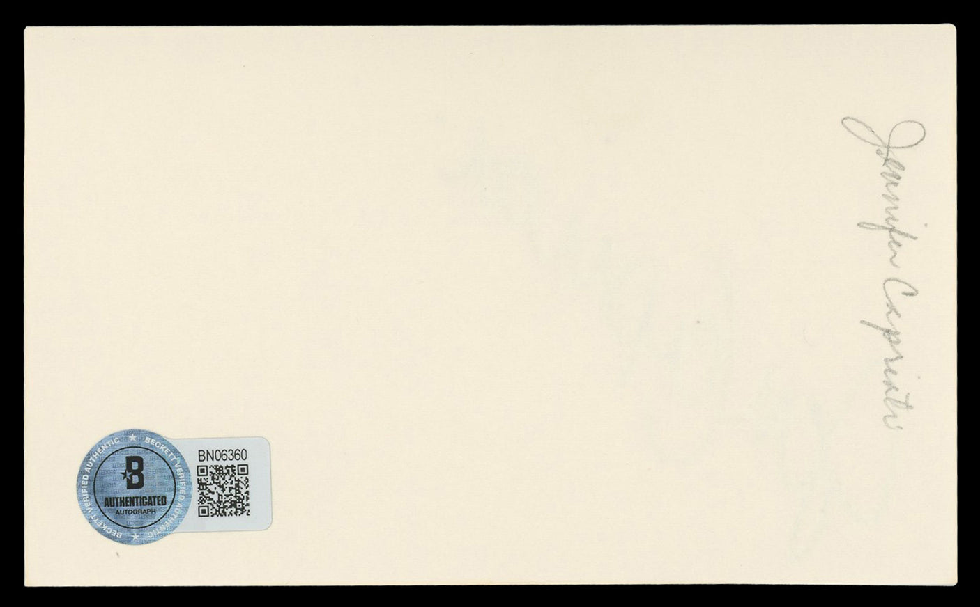 Jennifer Carpenter Dexter Authentic Signed 3x5 Index Card BAS #BN06360