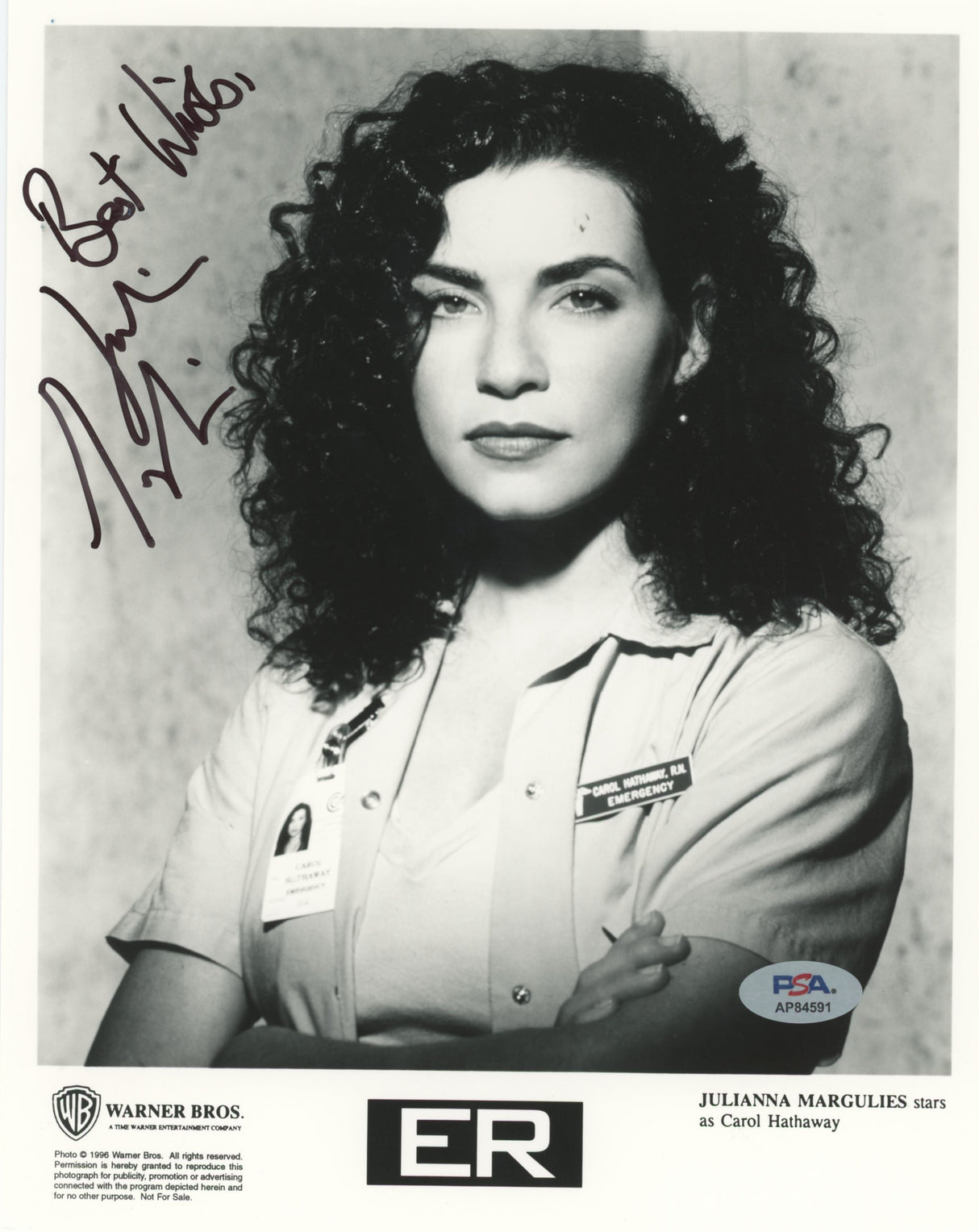 Julianna Margulies E.R. "Best Wishes" Authentic Signed 8x10 Photo PSA #AP84591