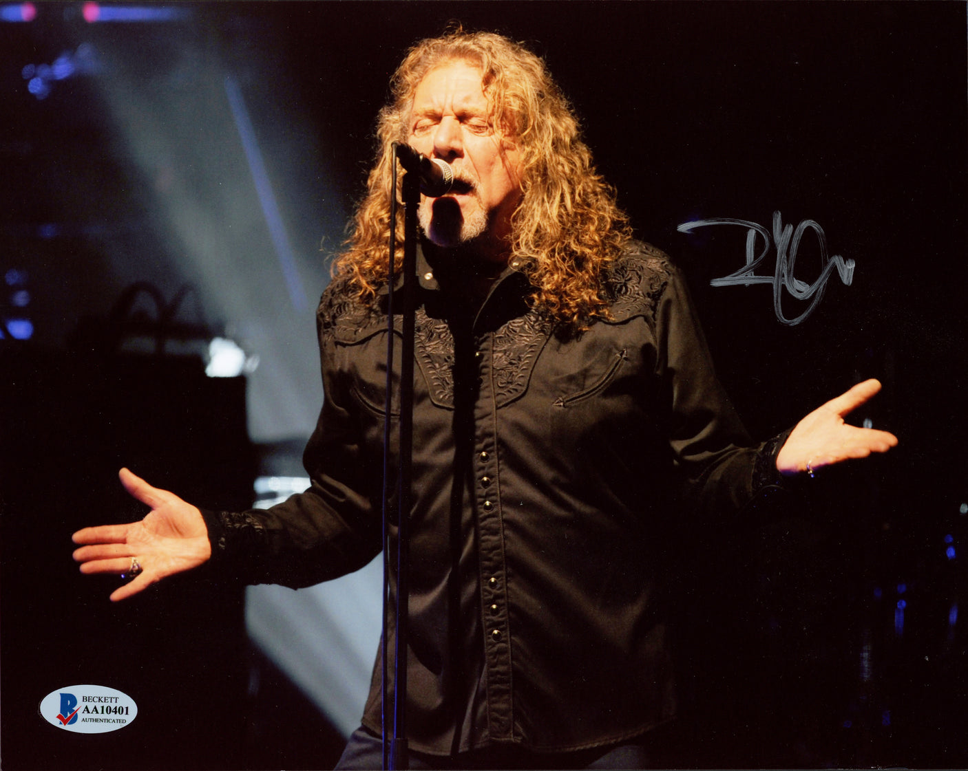 Robert Plant Autographed 8x10 Photo Led Zeppelin (Removed Personalization) Beckett BAS #AA10401