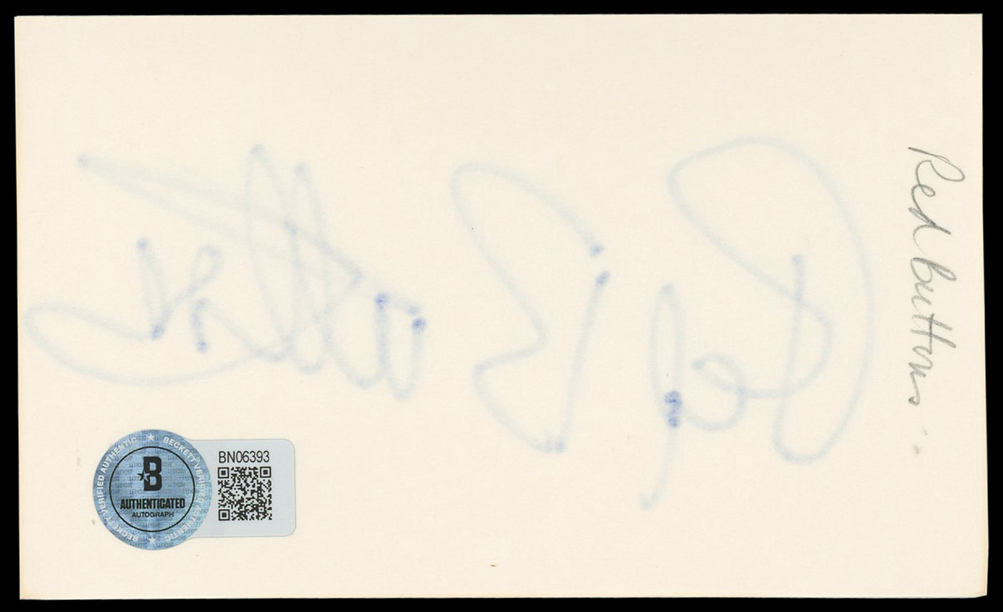 Red Buttons The Poseidon Adventure Authentic Signed 3x5 Index Card BAS #BN06393
