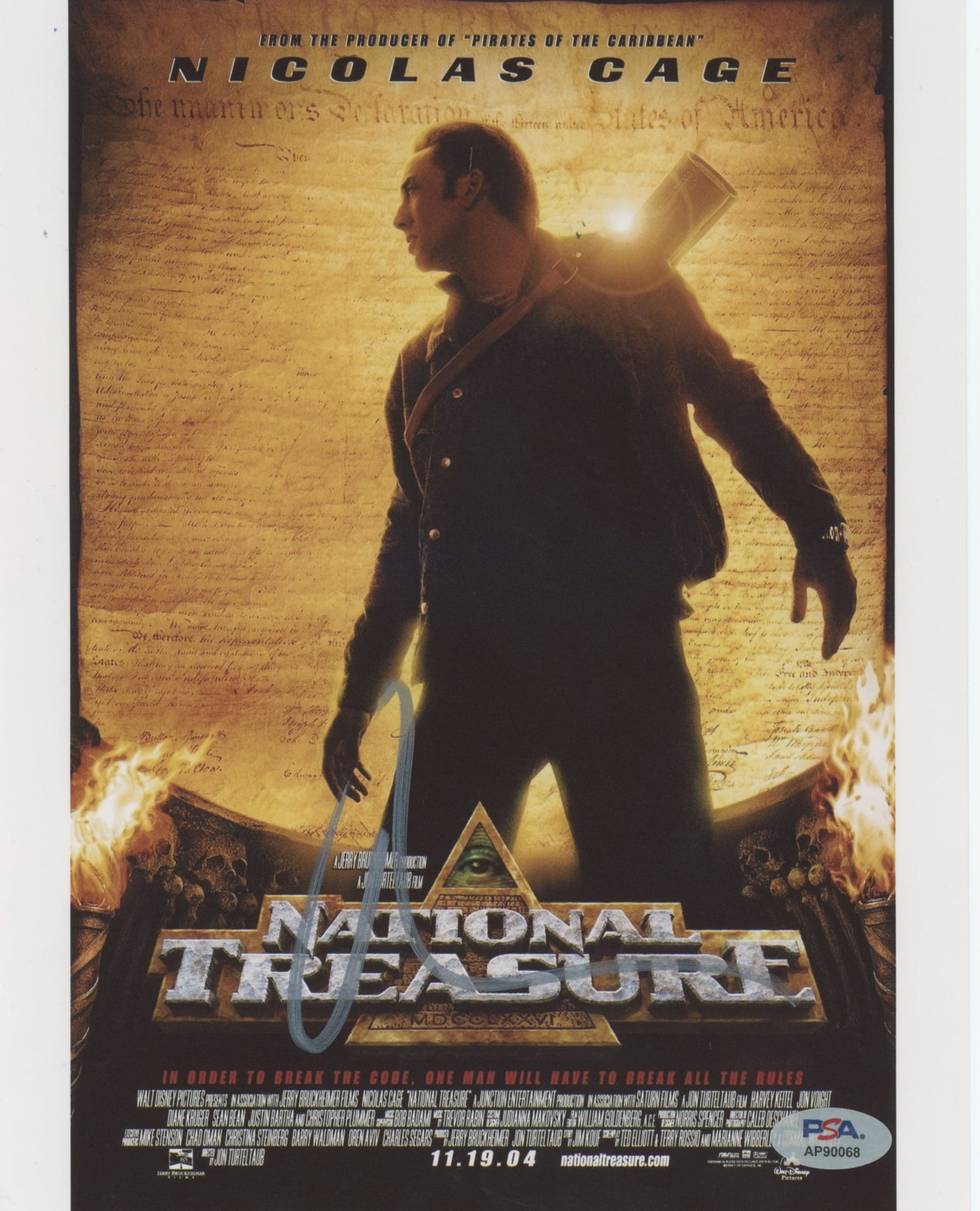 Nicholas Cage National Treasure Authentic Signed 8x10 Photo PSA/DNA #AP90068