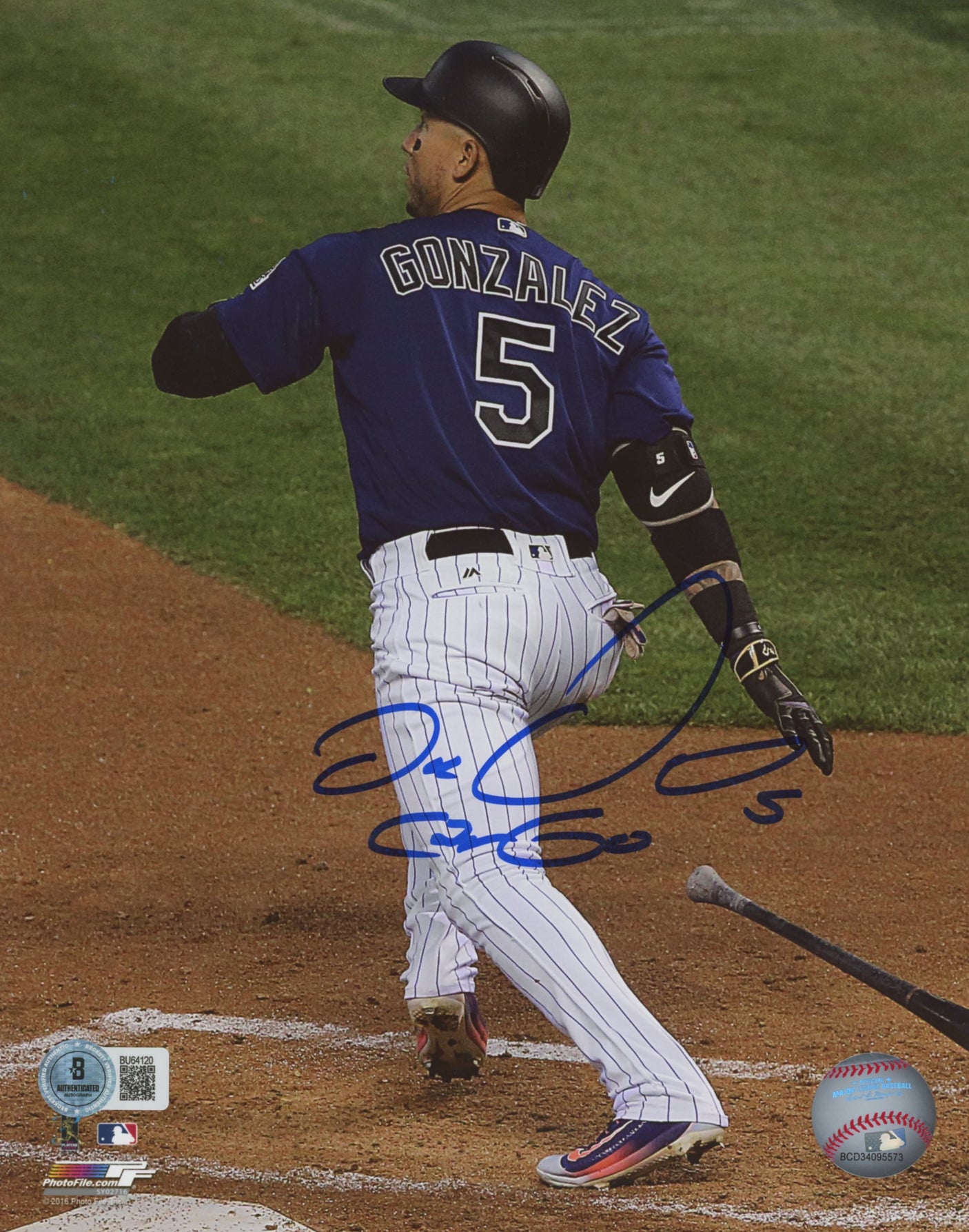 Rockies Carlos Gonzalez Authentic Signed 8x10 Vertical Photo BAS #BU64120