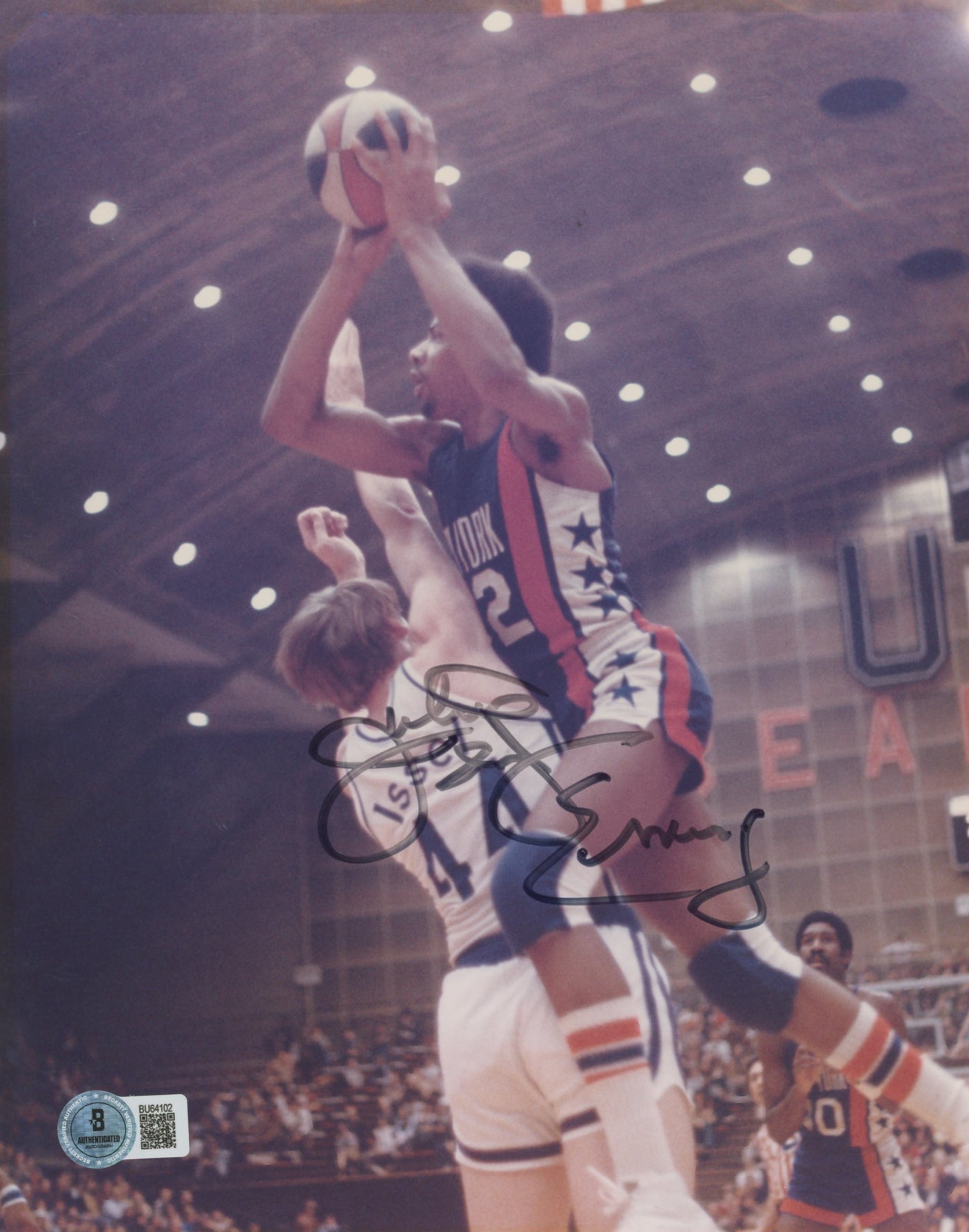 Nets Julius Erving Authentic Signed 8x10 Vertical Photo BAS #BU64102