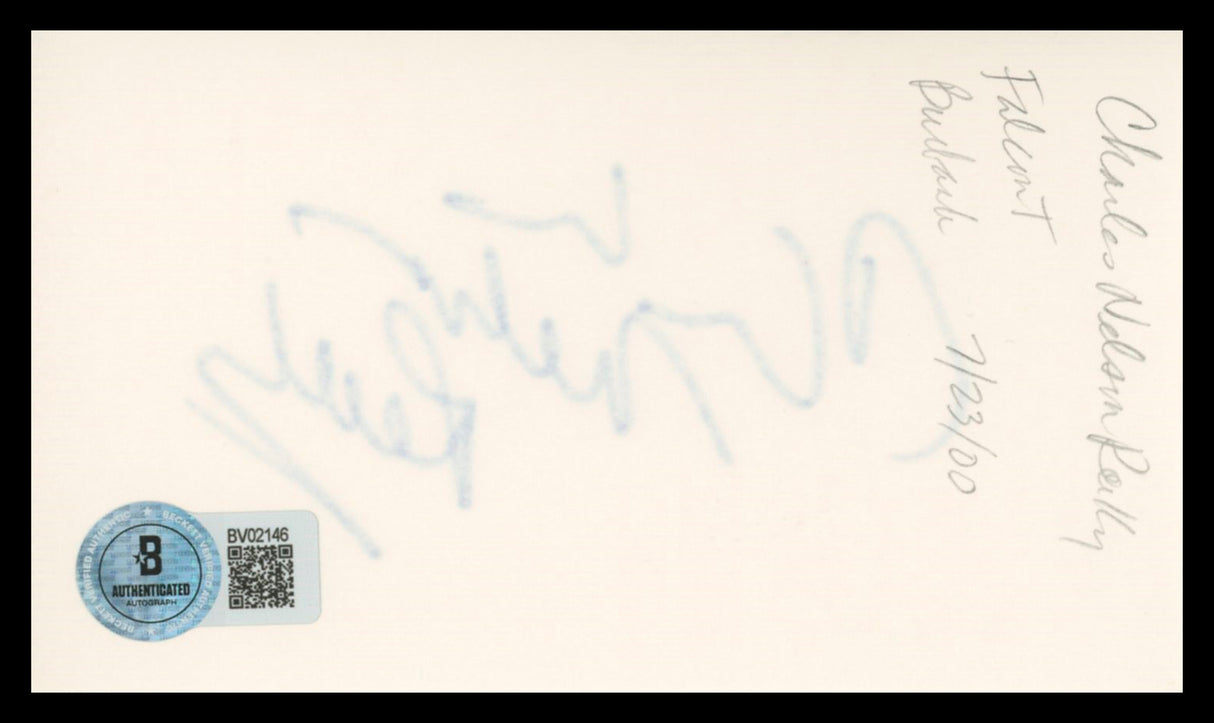 Charles Nelson Reilly Match Game Authentic Signed 3x5 Index Card BAS #BV02146