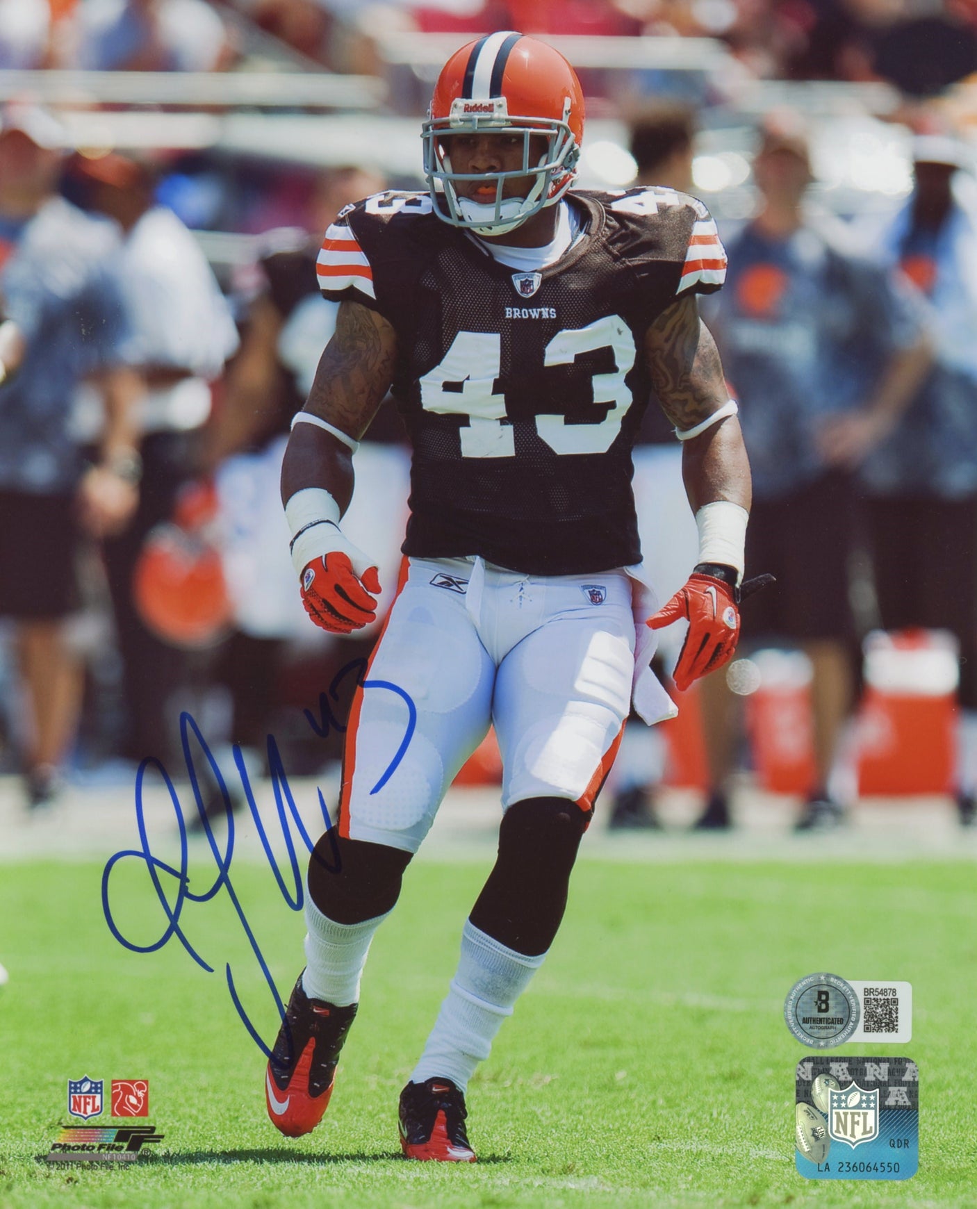 Browns T.J. Ward Authentic Signed 8x10 Photo Autographed BAS #BR54878