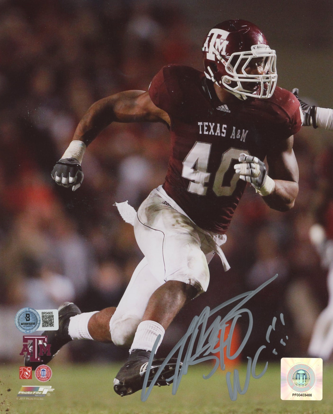 Texas A&M Von Miller WC!!! Authentic Signed 8x10 Photo Autographed BAS #BR54905