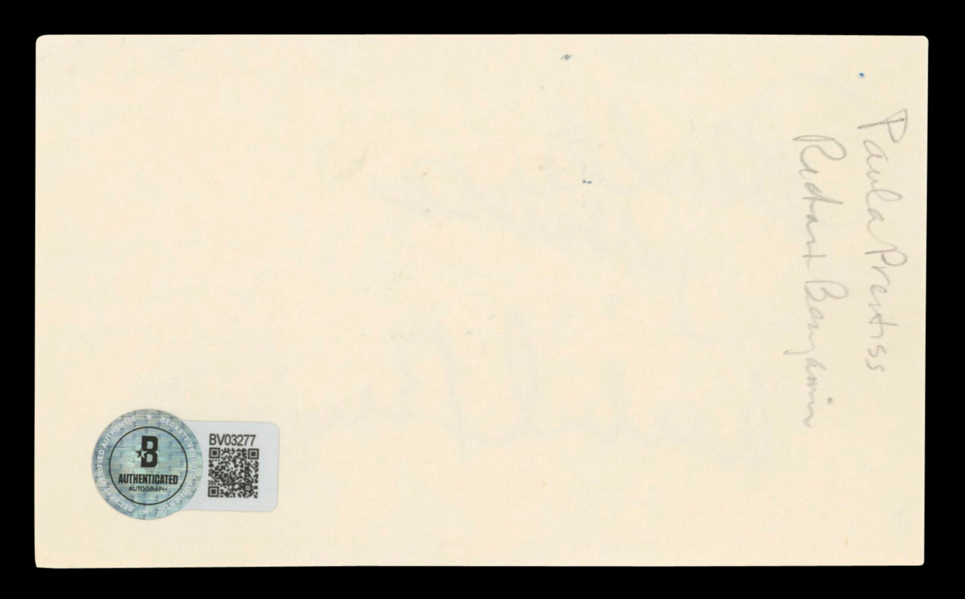 Paula Prentiss and Richard Benjamin He & She Authentic Signed 3x5 Index Card BAS #BV03277