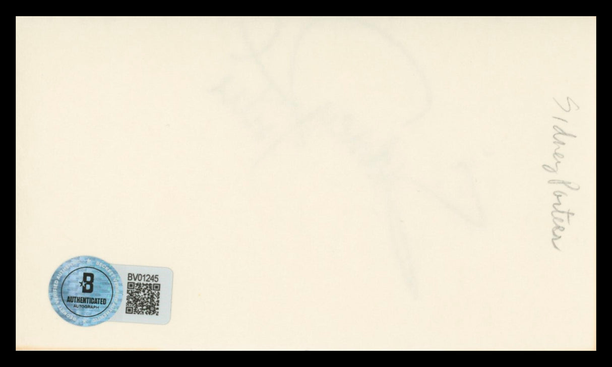 Sidney Poitier In The Heat of the Night Signed 3x5 Index Card BAS #BV01245
