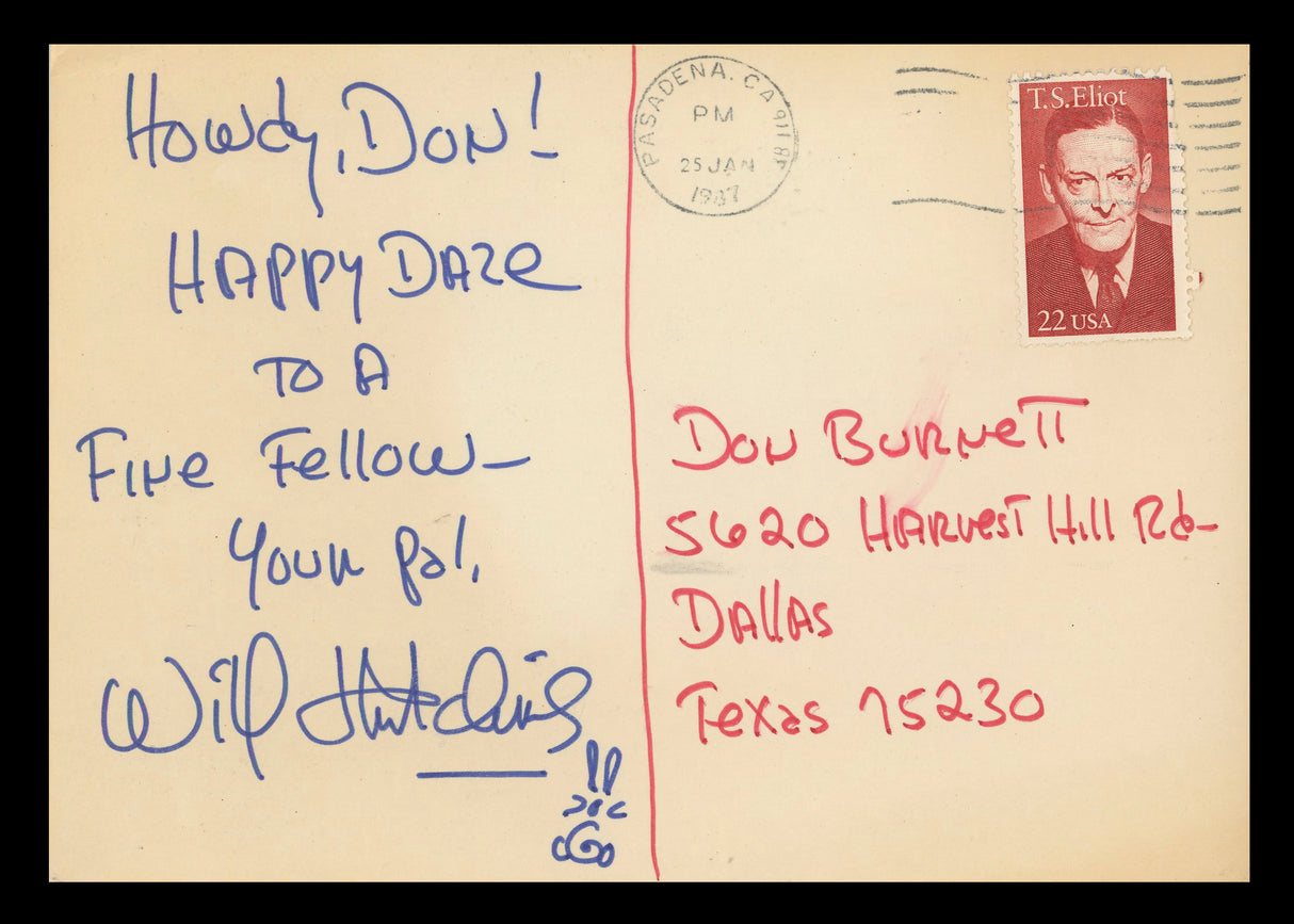 Will Hutchins Sugarfoot Authentic Signed 5x7 Postcard Autographed JSA #AX48128