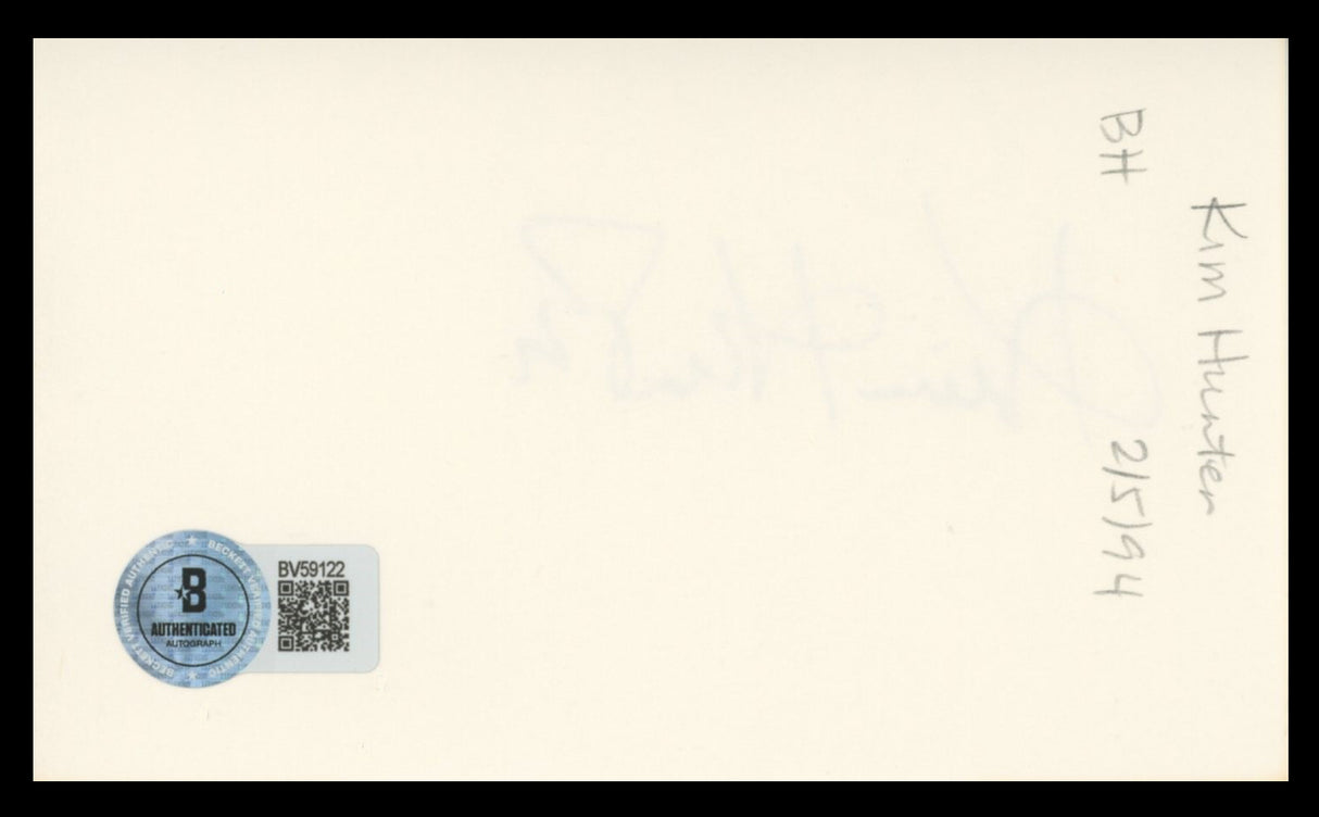 Kim Hunter A Streetcar Named Desire Authentic Signed 3x5 Index Card BAS #BV59122