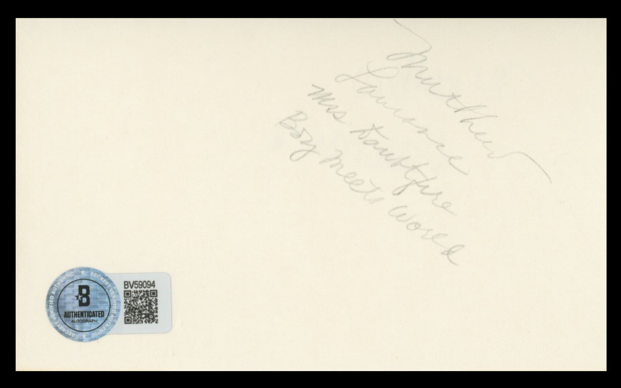 Matthew Lawrence Mrs. Doubtfire Authentic Signed 3x5 Index Card BAS #BV59094