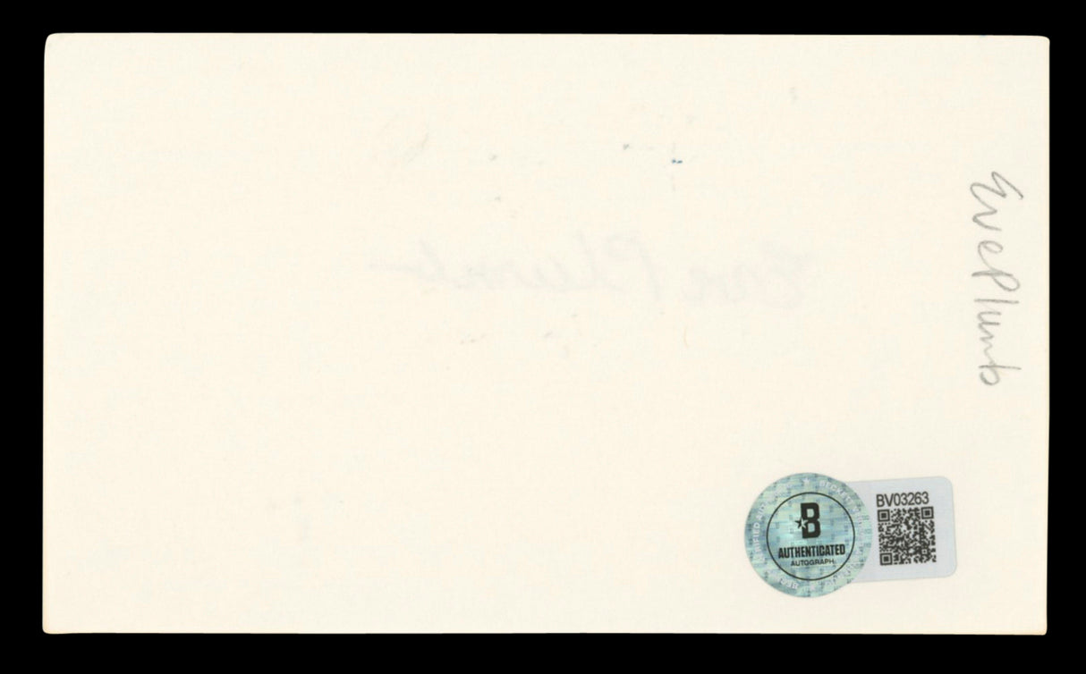 Eve Plumb The Brady Bunch Authentic Signed 3x5 Index Card BAS #BV03263