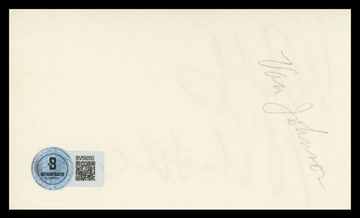 Van Johnson Battleground Authentic Signed 3x5 Index Card BAS #BV59050