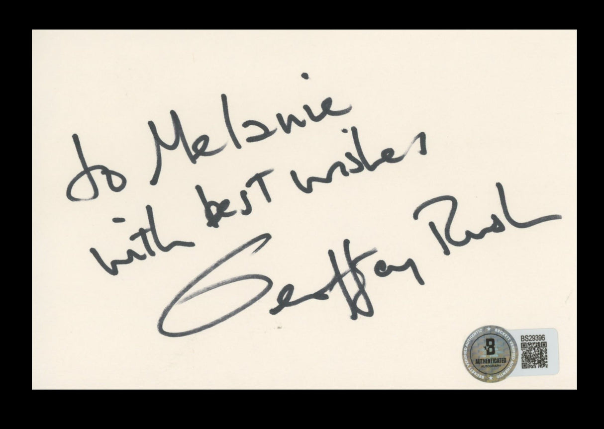 Geoffrey Rush Pirates Of The Caribbean Signed 4x6 Index Card BAS #BS29396