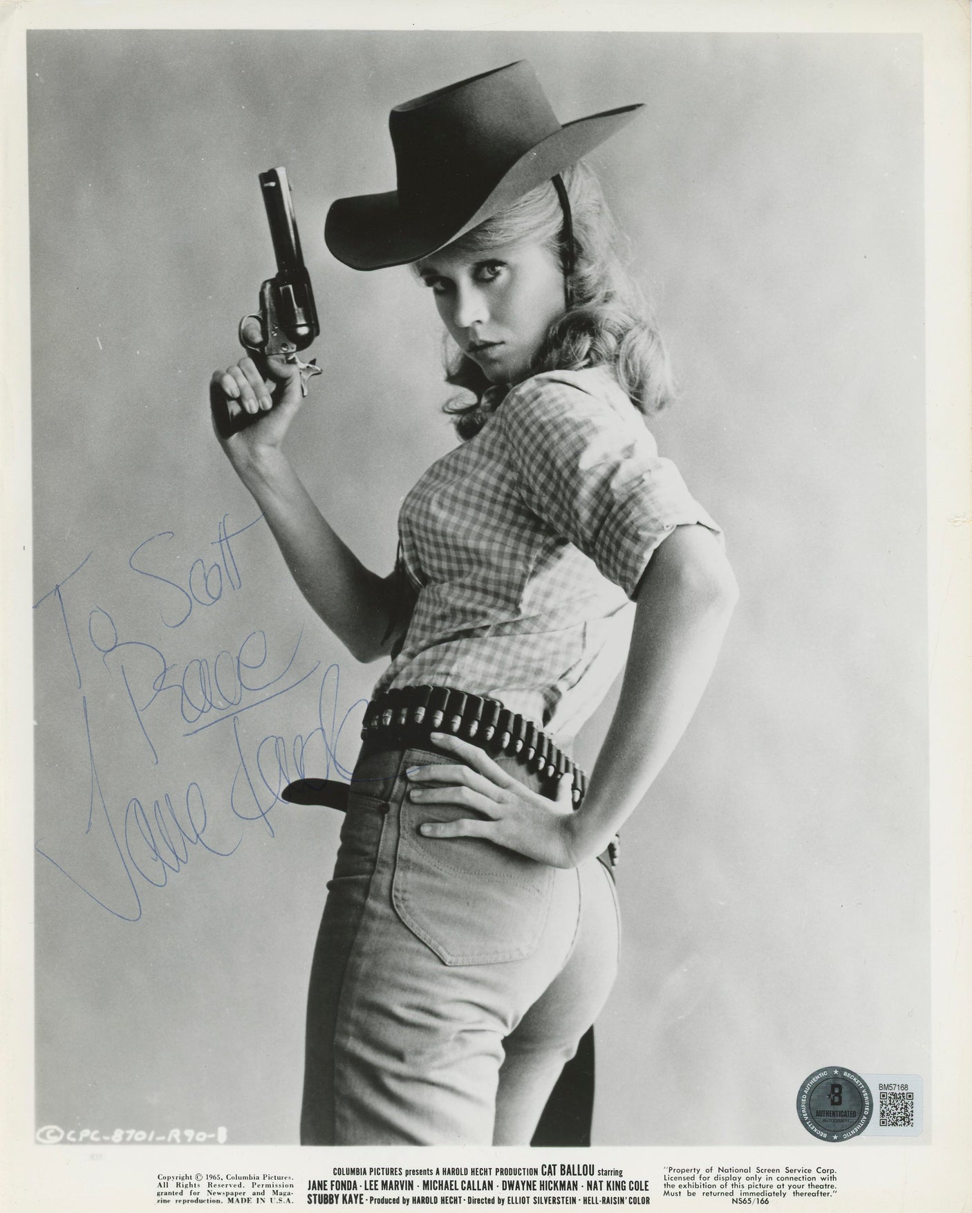 Jane Fonda Cat Ballou Authentic Signed 8x10 Photo Autographed BAS #BM57168