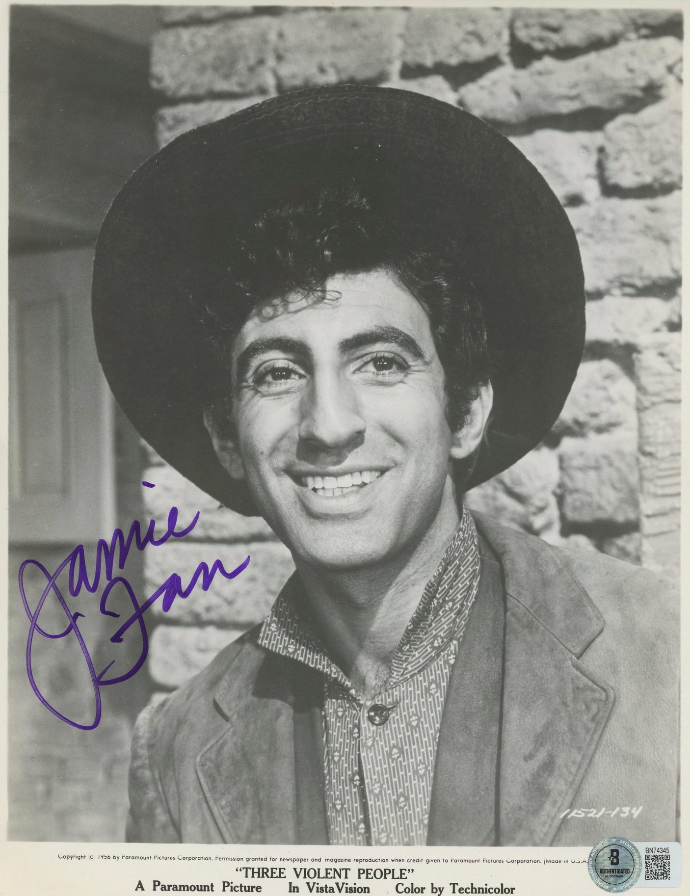 Jamie Farr Three Violent People Authentic Signed 8x10 Photo BAS #BN74345