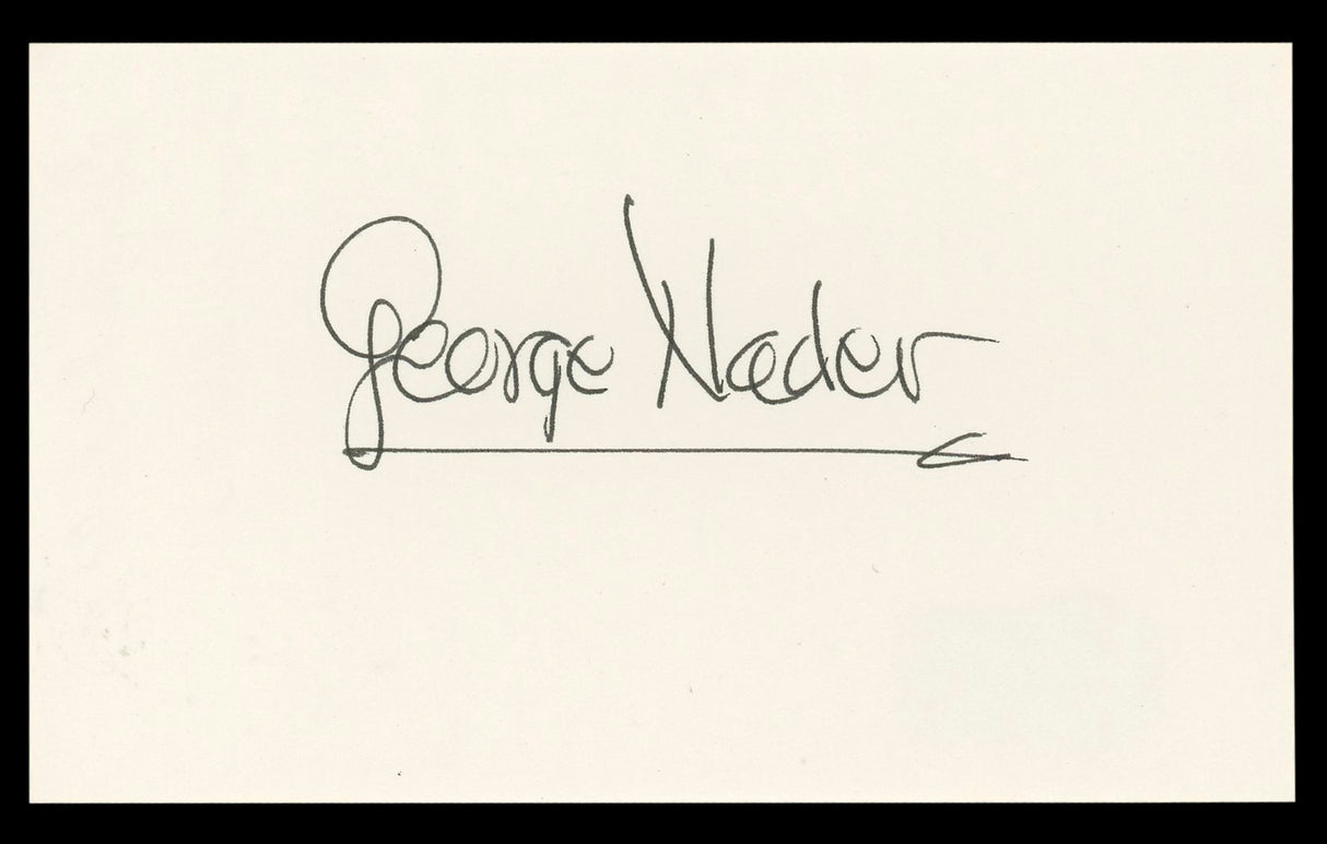 George Nader The Female Animal Authentic Signed 3x5 Index Card BAS #BL98822