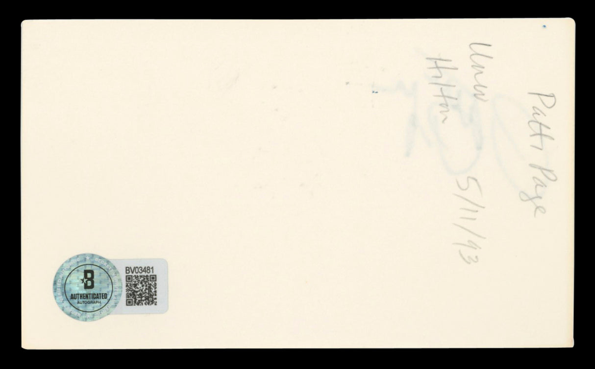 Patti Page Jimmy Joy Band Authentic Signed 3x5 Index Card BAS #BV03481