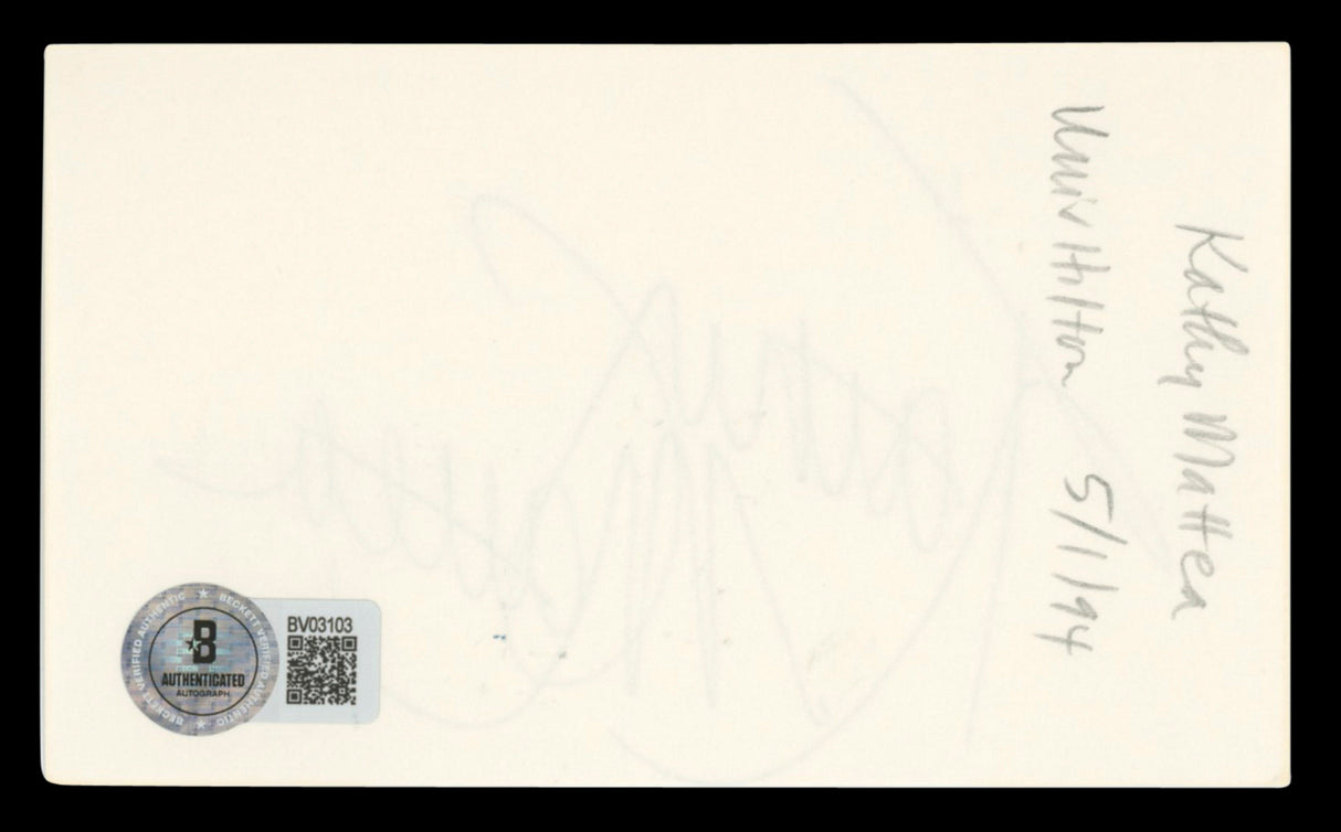 Kathy Mattea Authentic Signed 3x5 Index Card Autographed BAS #BV03103