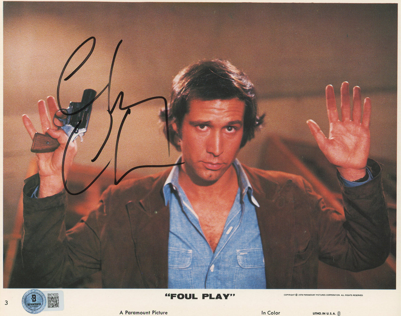 Chevy Chase Foul Play Authentic Signed 8x10 Lobby Card Photo BAS #BN74333
