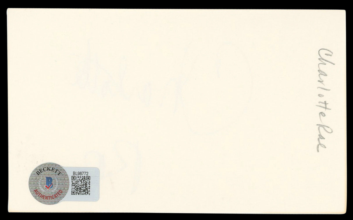 Charlotte Rae The Facts of Life Authentic Signed 3x5 Index Card BAS #BL98772