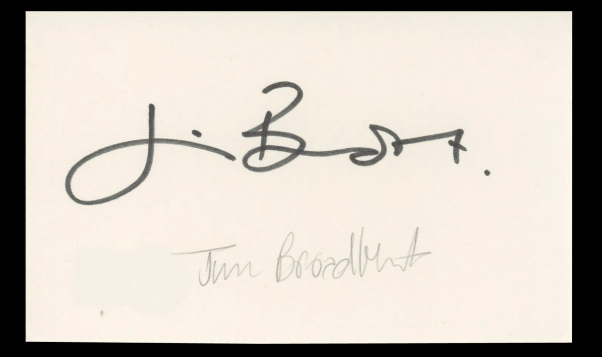 Jim Broadbent Life is Sweet Authentic Signed 3x5 Index Card BAS #BT02478