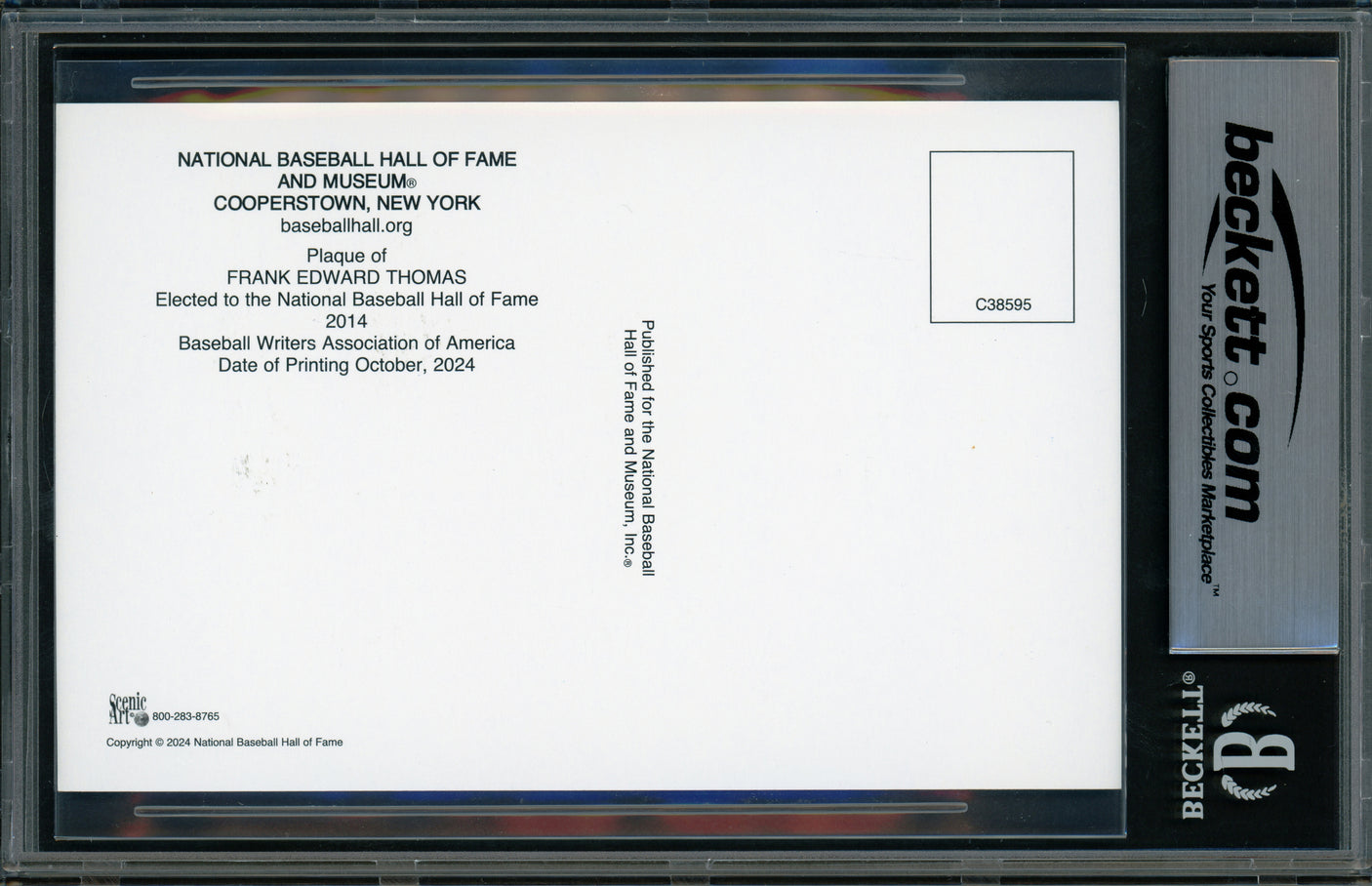 Frank Thomas Autographed Hall of Fame HOF Plaque Postcard Chicago White Sox Beckett BAS Stock #185248