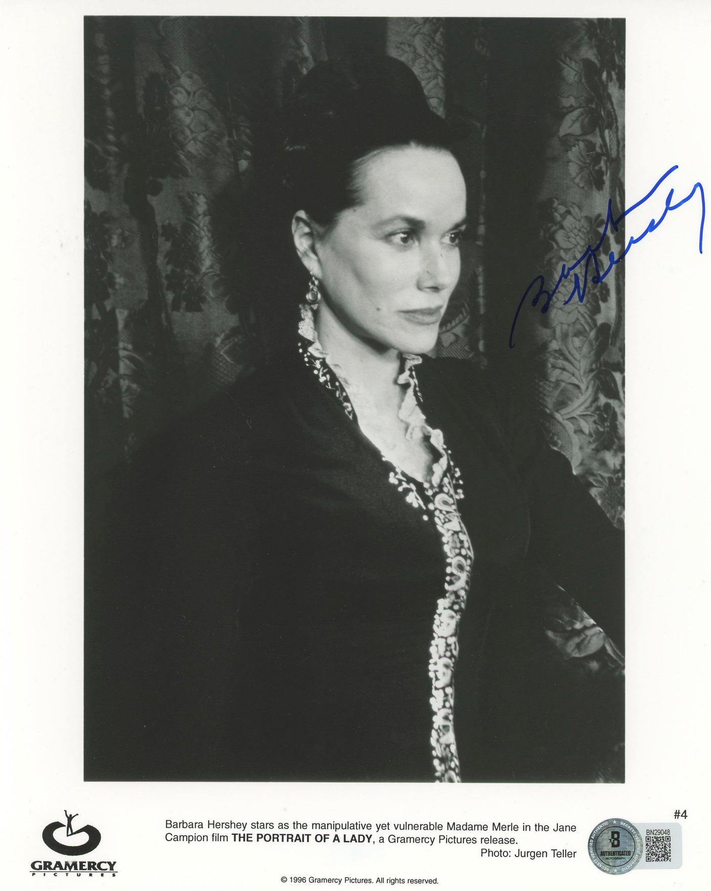 Barbara Hershey The Portrait Of A Lady Authentic Signed 8x10 Photo BAS #BN29048