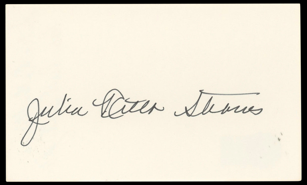 Julia Ruth Stevens Authentic Signed 3x5 Index Card Autographed BAS #BN33263
