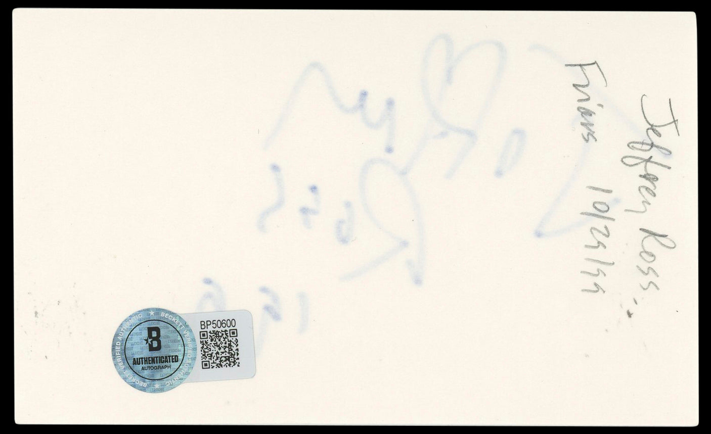 Jeffrey Ross Comedian Authentic Signed 3x5 Index Card Autographed BAS #BP50600