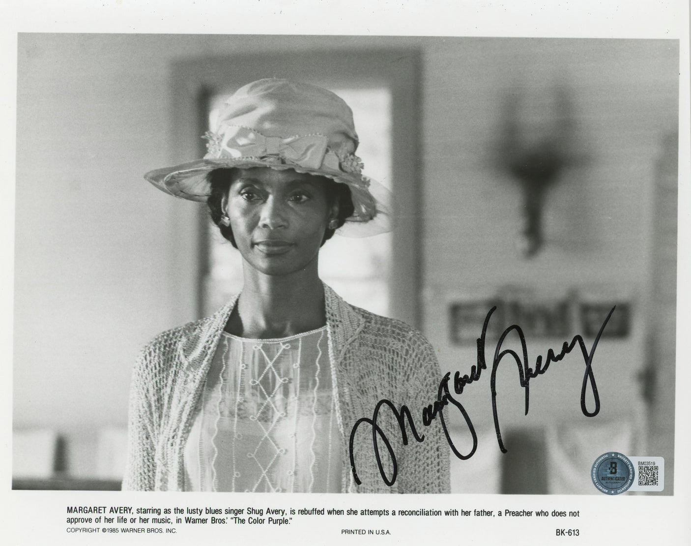 Margaret Avery The Color Purple Authentic Signed 8x10 Photo BAS #BM03519