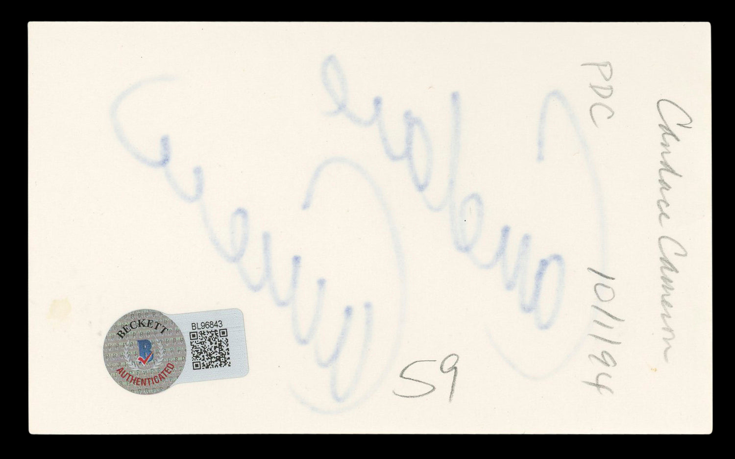 Candace Cameron Full House Authentic Signed 3x5 Index Card BAS #BL96843