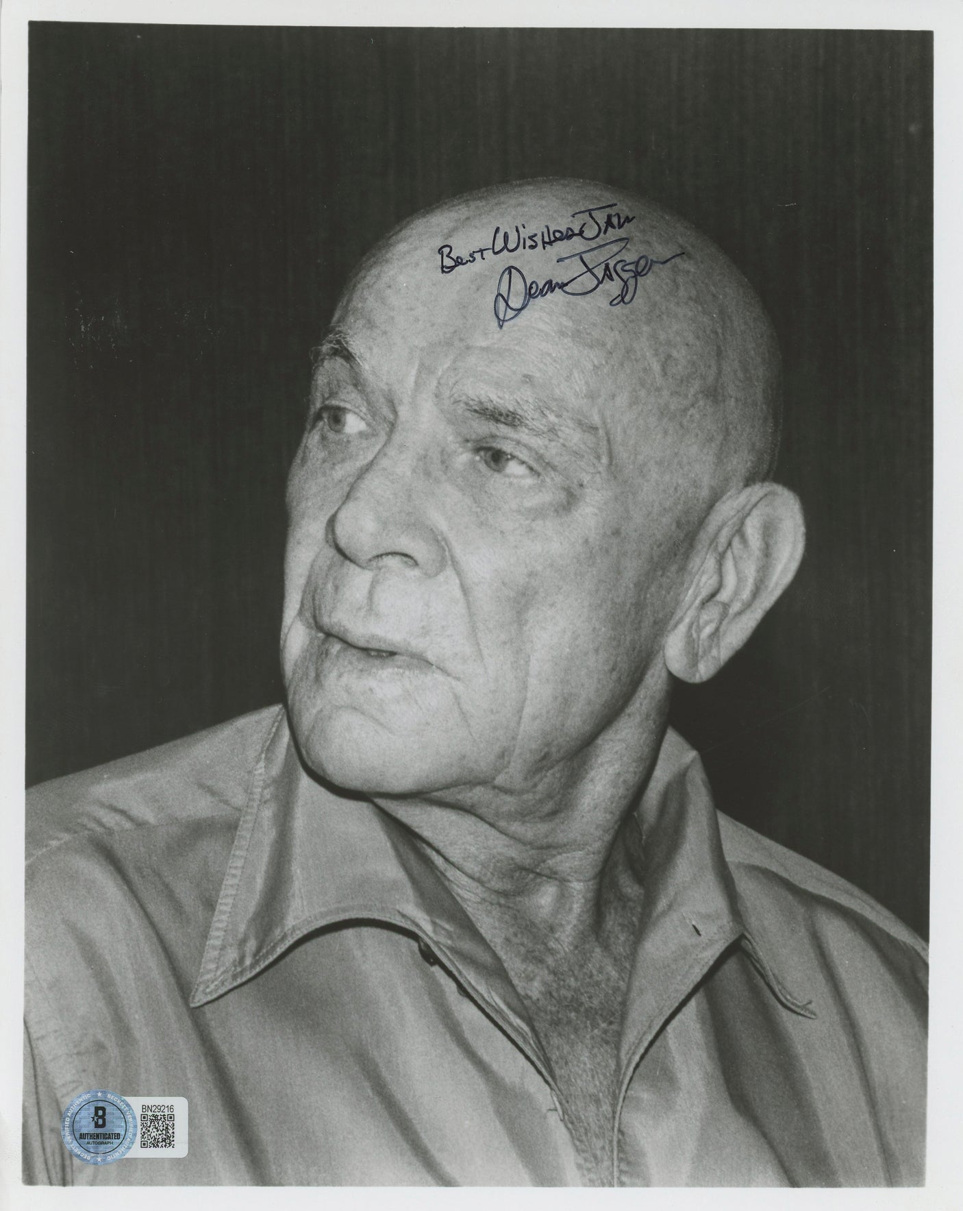 Dean Jagger Game of Death "Best Wishes Jan" Signed 8x10 Photo BAS #BN29216