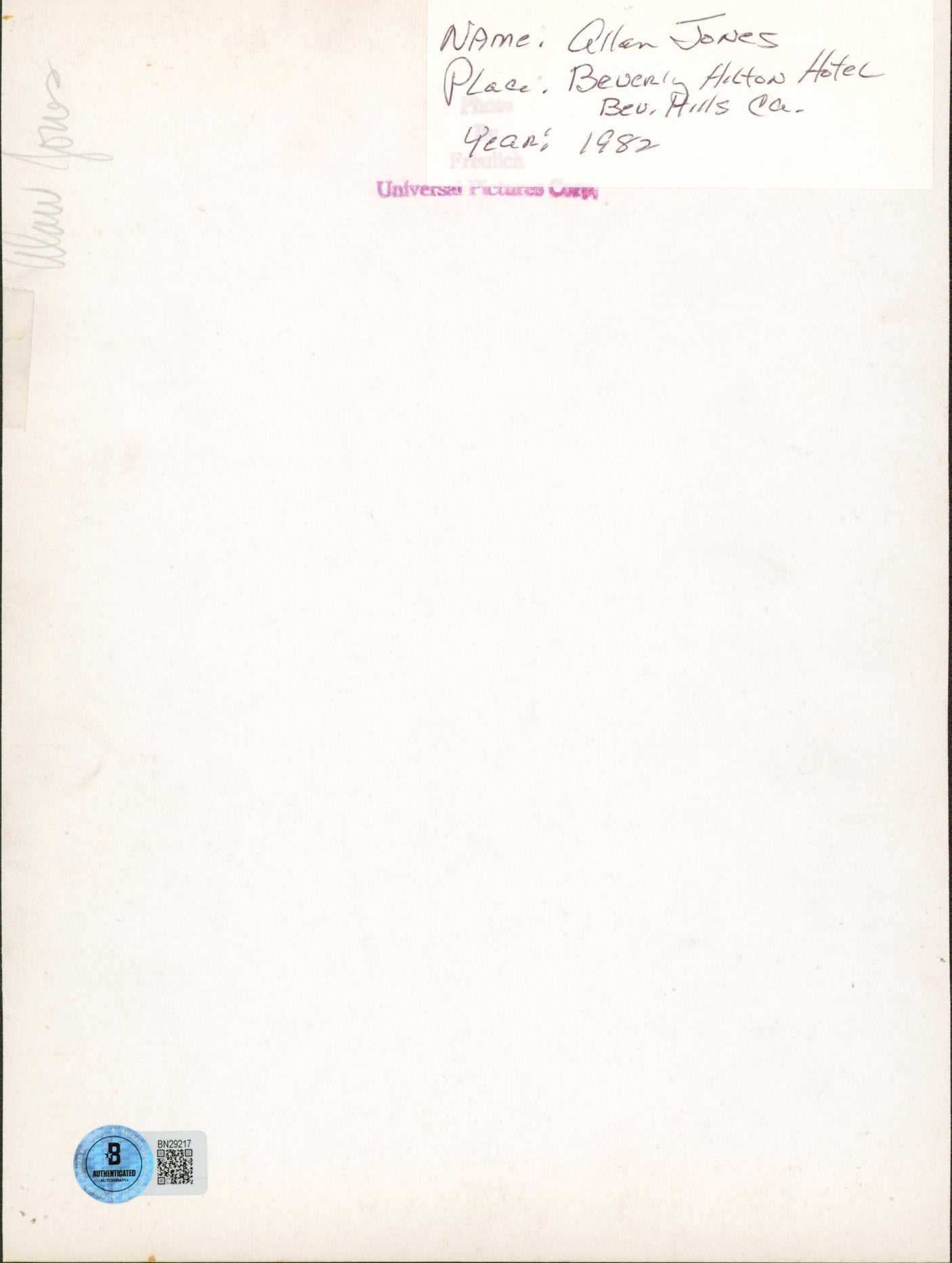 Allan Jones A Night at the Opera "Best Wishes" Signed 7.5x10 Photo BAS #BN29217