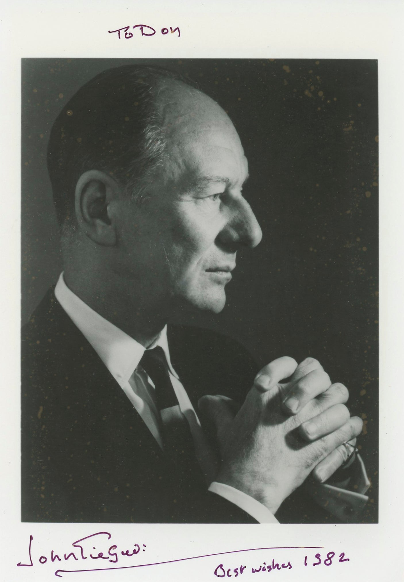 John Gielgud Arthur "To Don Best Wishes 1982" Signed 5x7 Photo BAS #BK43360