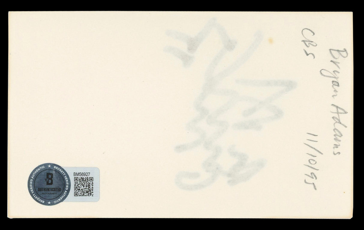 Bryan Adams Musician Authentic Signed 3x5 Index Card Autographed BAS #BM56927