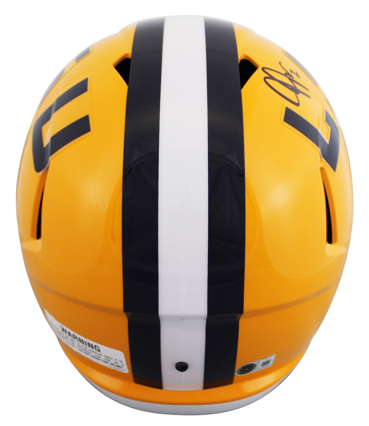 LSU Justin Jefferson Signed Yellow Full Size Speed Rep Helmet W/ Case BAS Wit