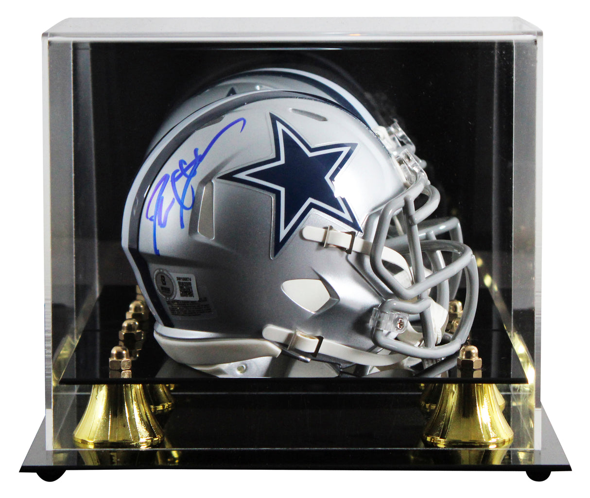 Cowboys Deion Sanders Authentic Signed Silver Speed Mini Helmet w/ Case BAS Wit