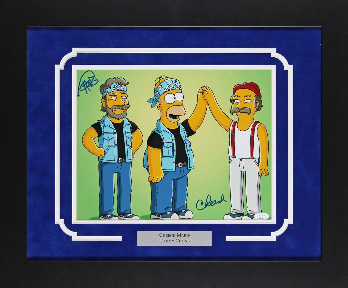 Cheech Marin & Tommy Chong The Simpsons Signed 11x14 Framed Photo JSA #CB55484