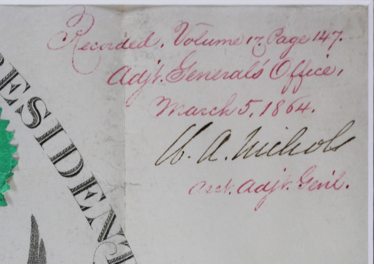 Abraham Lincoln Signed & Framed 15.75x19.75 1864 Military Appointment BAS LOA