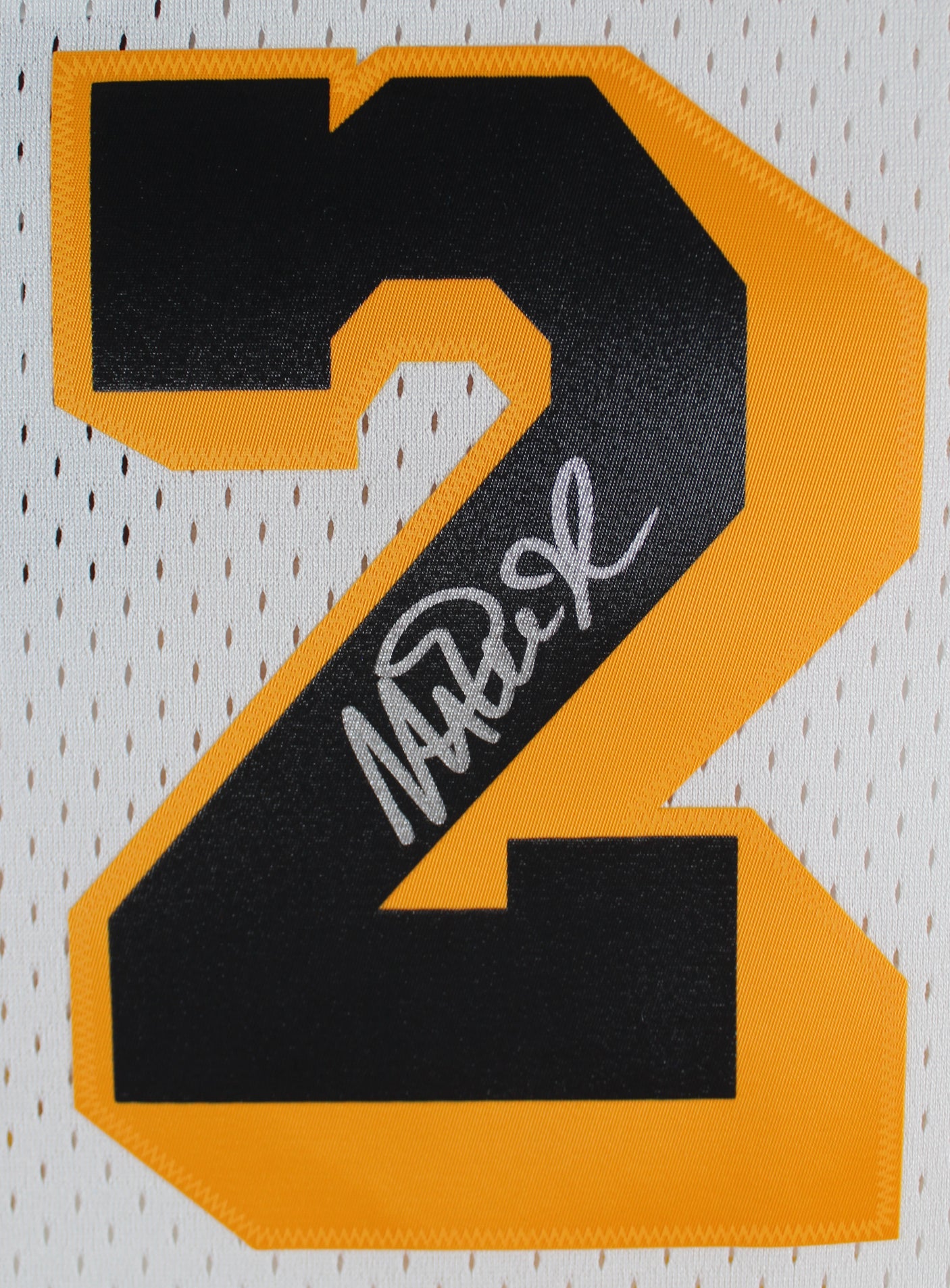 Lakers Magic Johnson Signed White M&N 1984-85 HWC Swingman Framed Jersey BAS Wit