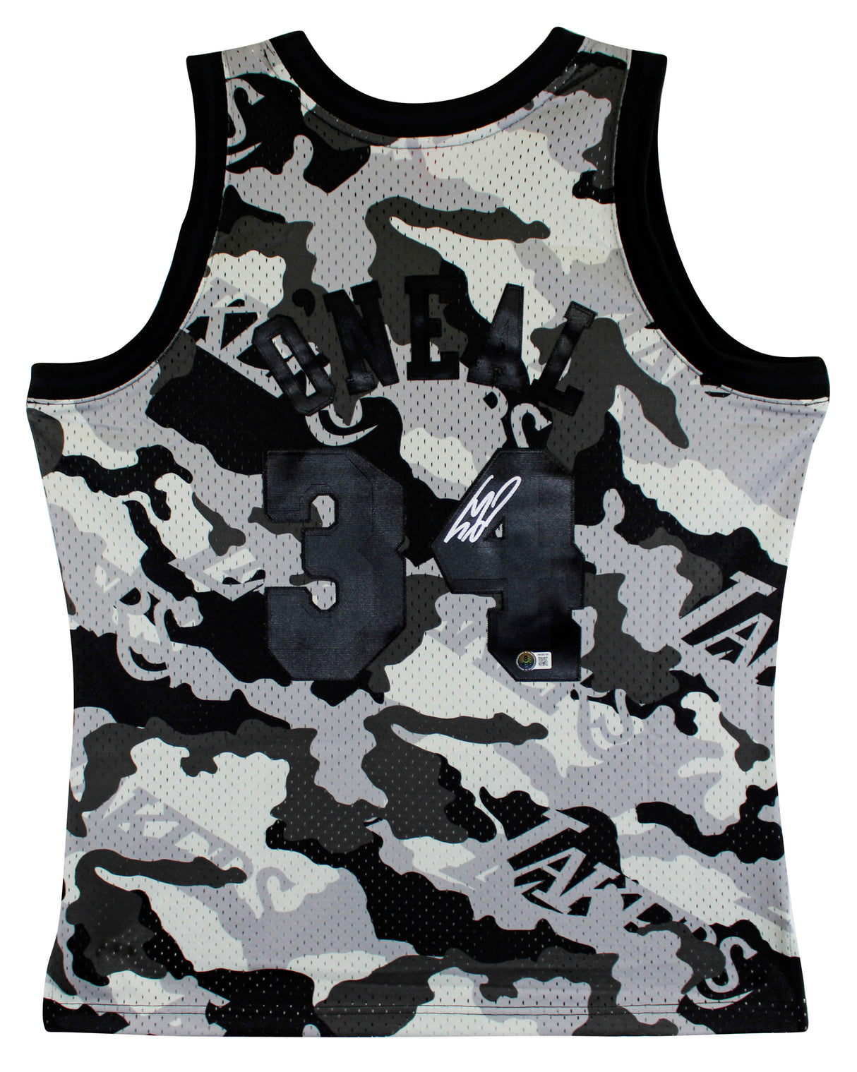 Lakers Shaquille O'Neal Signed Alt Camo M&N 1996-97 HWC Swingman Jersey BAS Wit