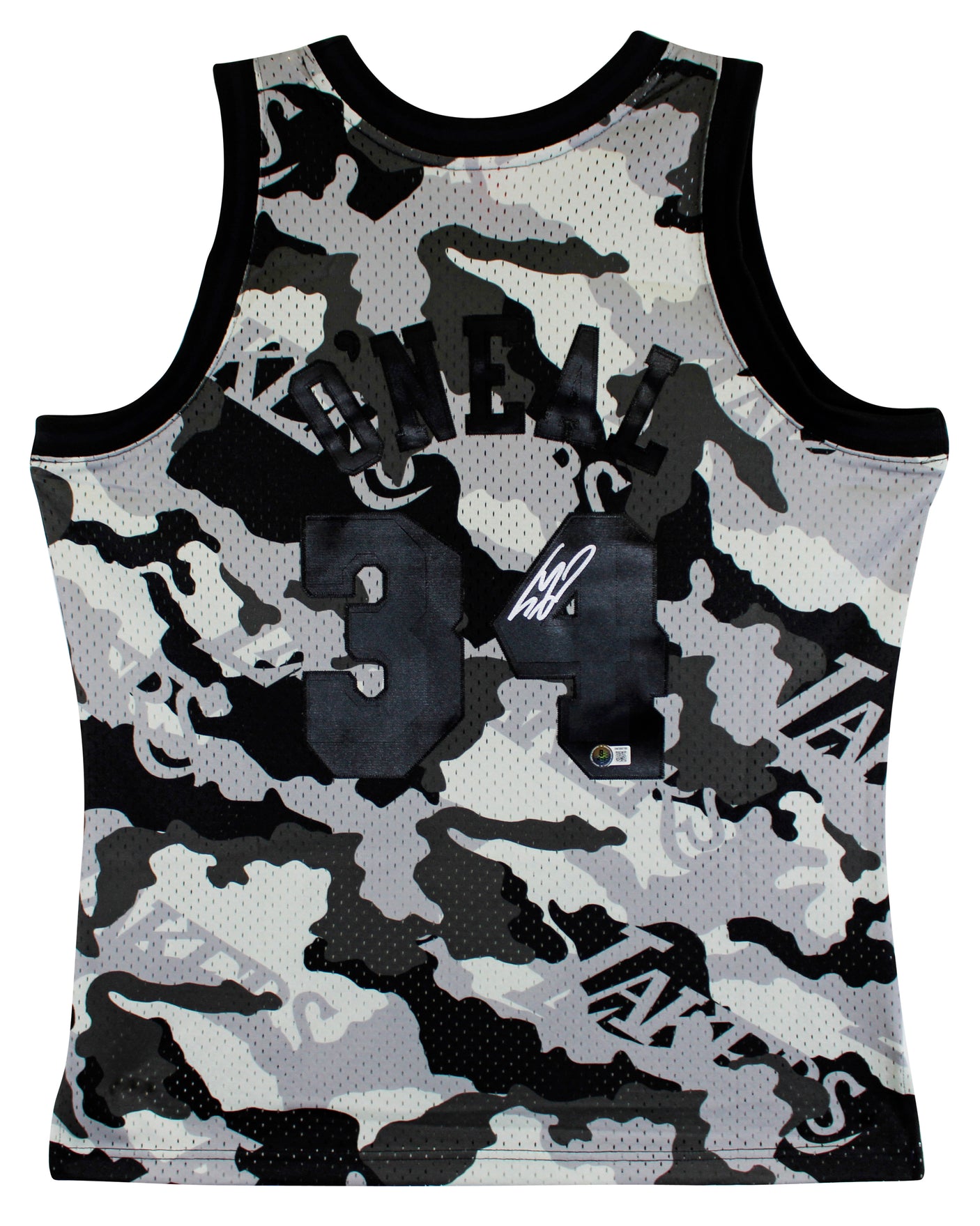 Lakers Shaquille O'Neal Signed Alt Camo M&N 1996-97 HWC Swingman Jersey BAS Wit