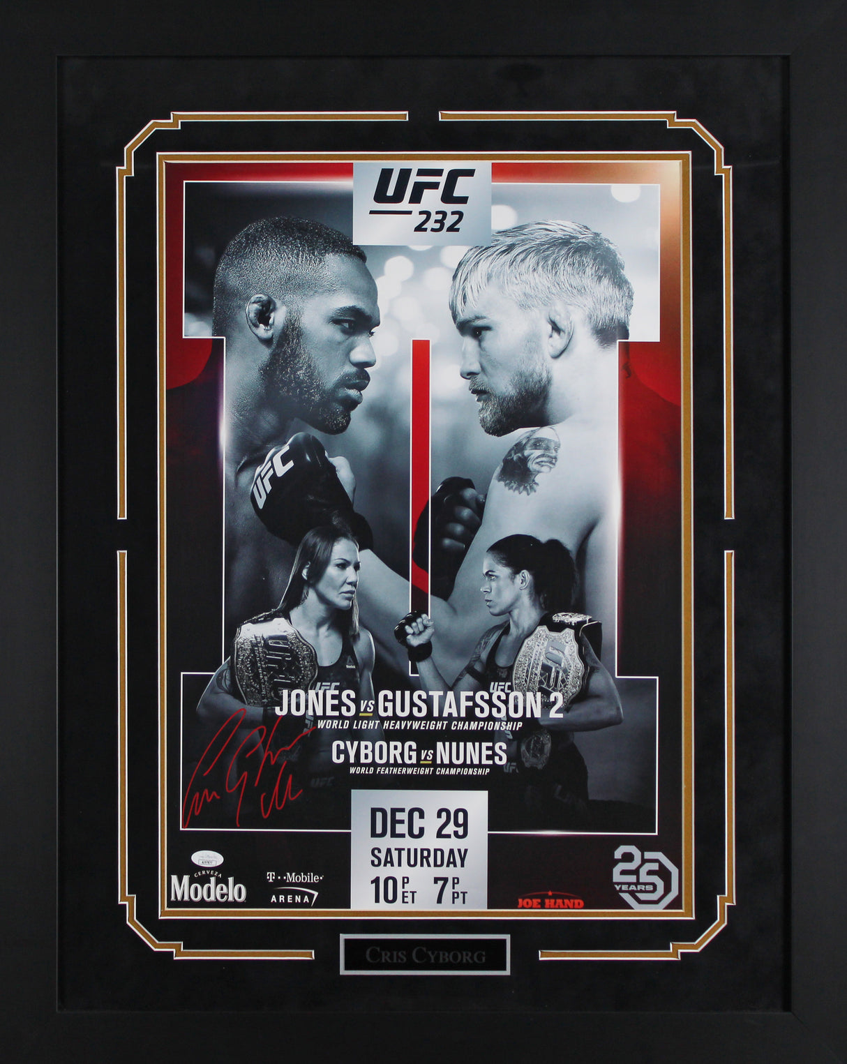 Cris Cyborg Authentic Signed & Framed 16x24 MMA 232 Poster JSA #AJ97877