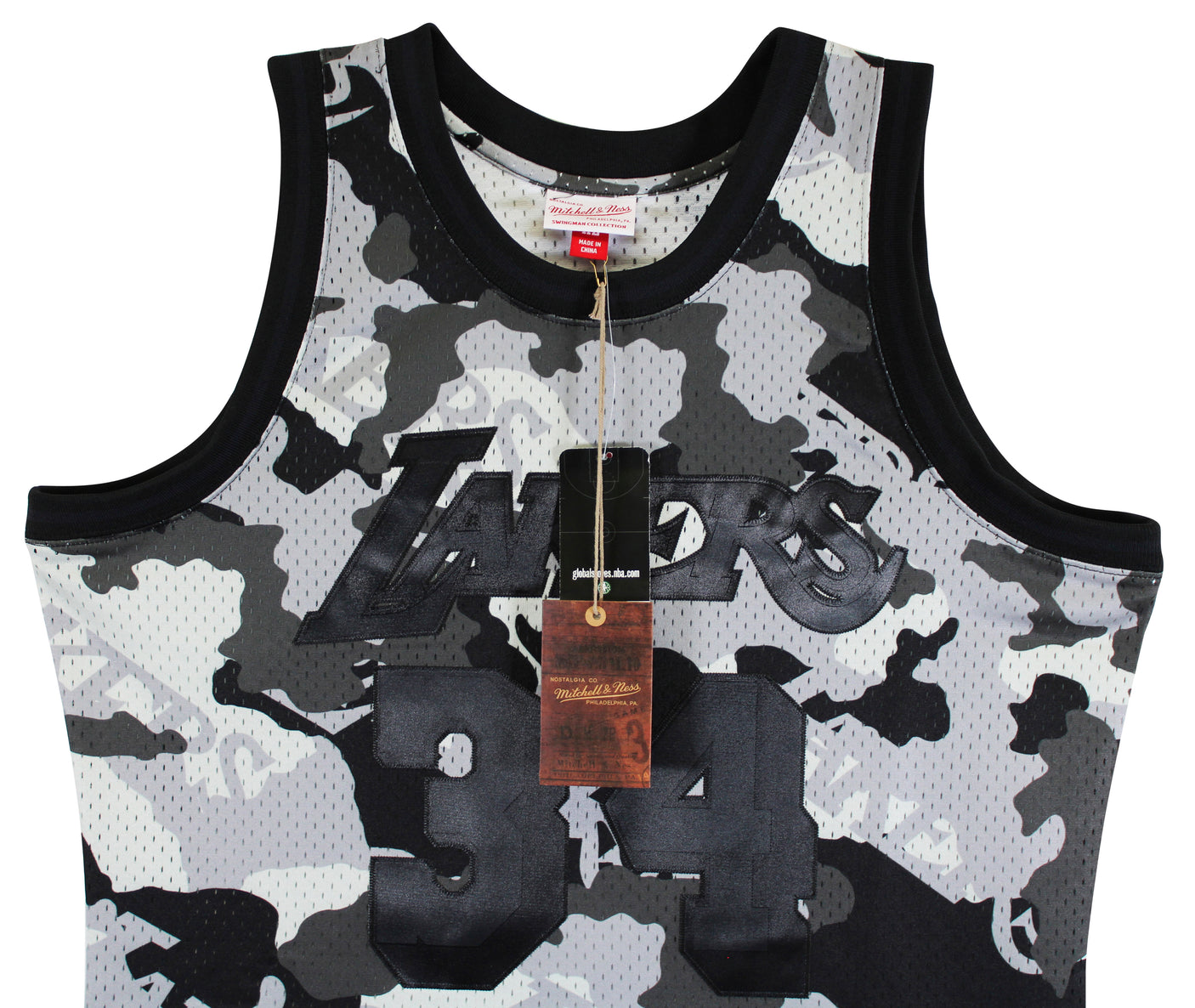 Lakers Shaquille O'Neal Signed Alt Camo M&N 1996-97 HWC Swingman Jersey BAS Wit