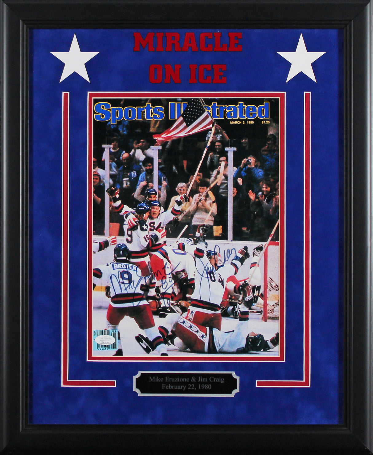 Jim Craig & Mike Eruzione Authentic Signed & Framed Magazine Cover JSA #II81410